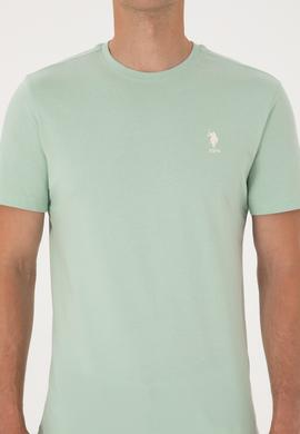 Erkek Regular Fit Bisiklet Yaka Su Yeşili Tişört - 50299544038