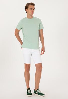 Erkek Regular Fit Bisiklet Yaka Su Yeşili Tişört - 50299544038