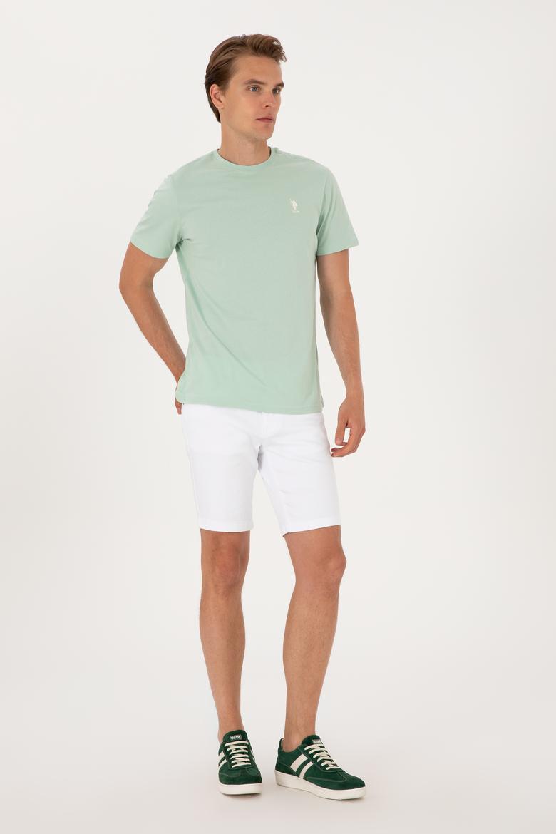 Erkek Regular Fit Bisiklet Yaka Su Yeşili Tişört - 50299544038