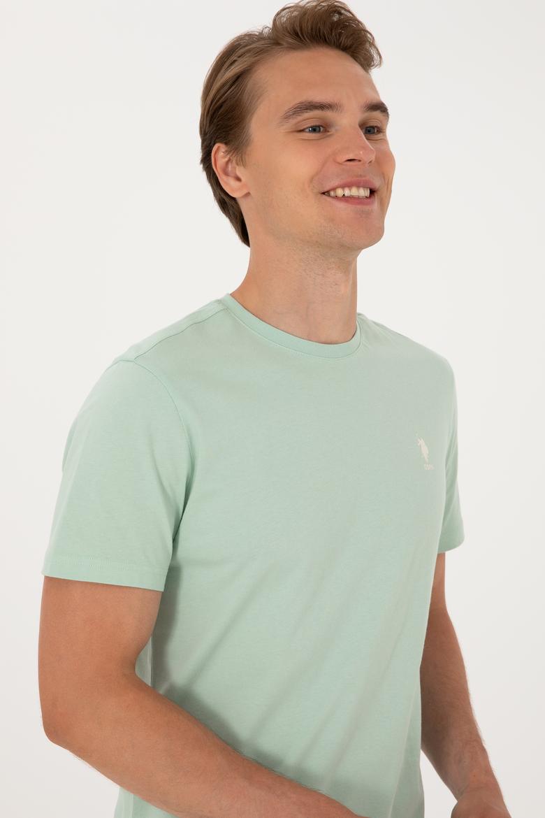 Erkek Regular Fit Bisiklet Yaka Su Yeşili Tişört - 50299544038