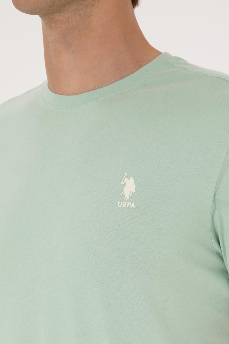 Erkek Regular Fit Bisiklet Yaka Su Yeşili Tişört