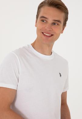 Erkek Regular Fit Bisiklet Yaka Beyaz Basic Tişört - 50298015006