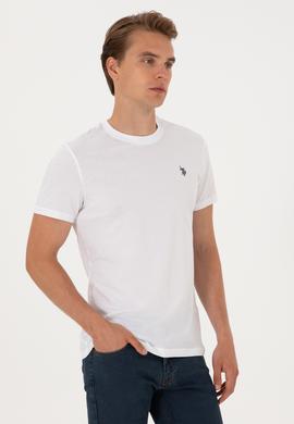 Erkek Regular Fit Bisiklet Yaka Beyaz Basic Tişört - 50298015006