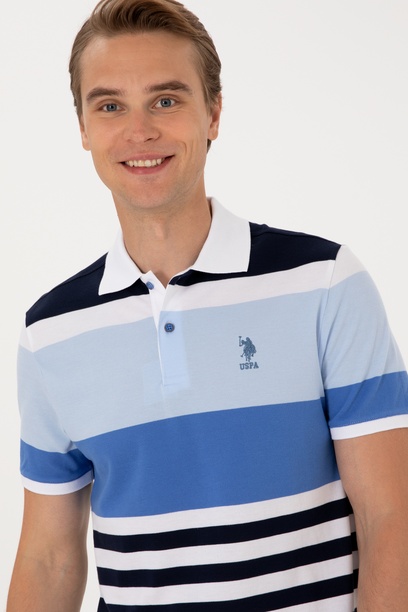 Erkek Regular Fit Polo Yaka İndigo Tişört