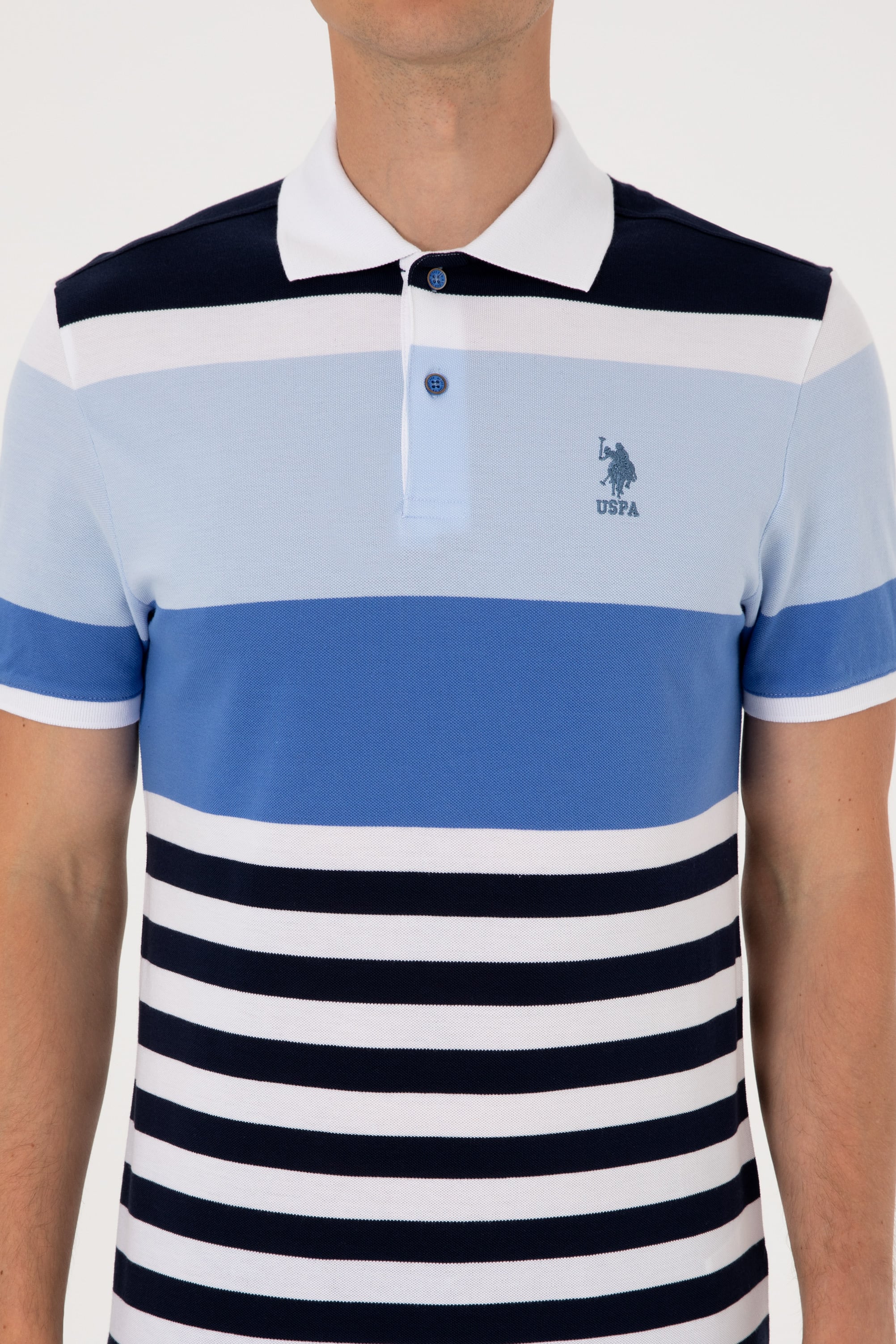 Erkek Regular Fit Polo Yaka İndigo Tişört