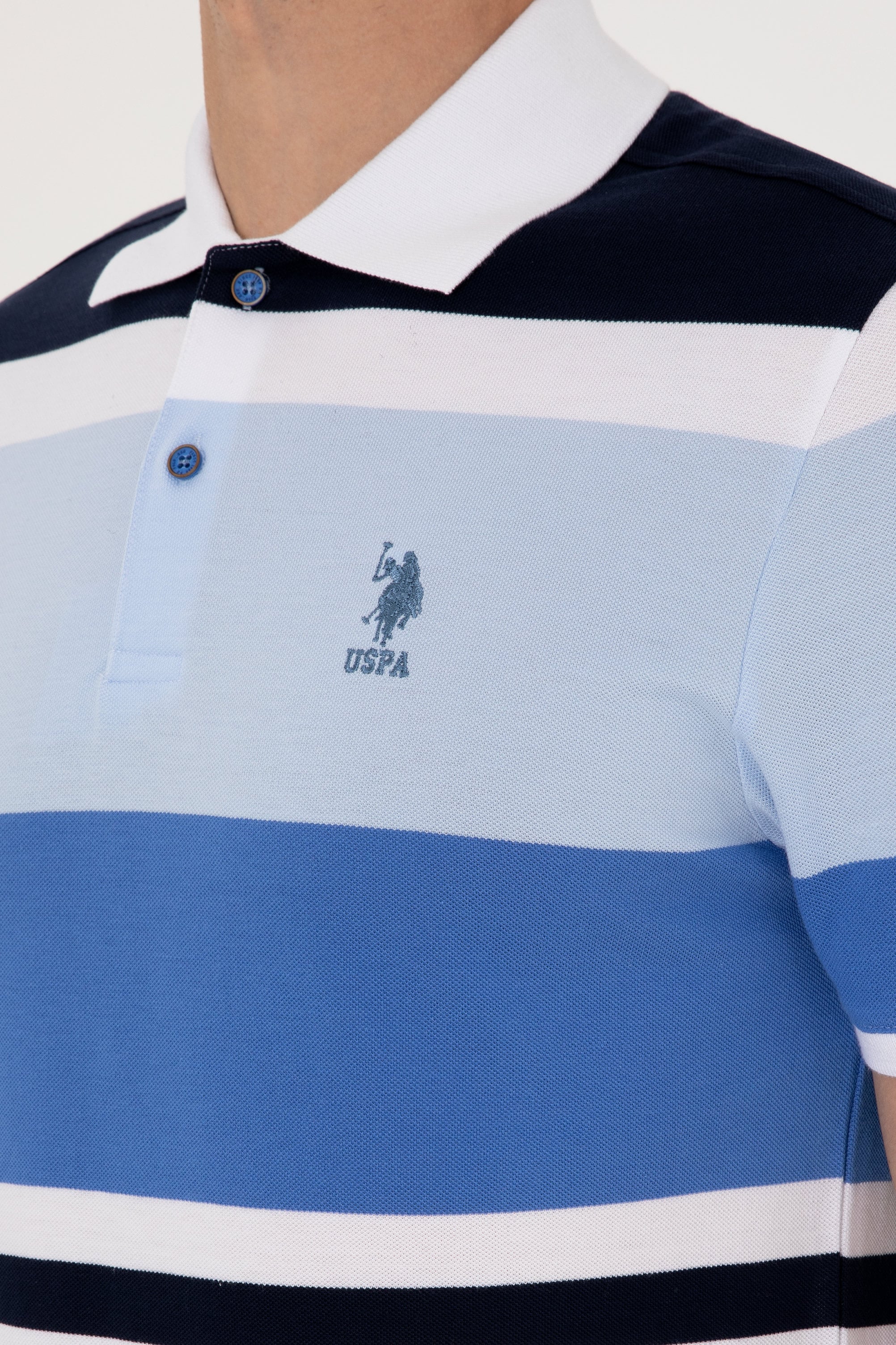 Erkek Regular Fit Polo Yaka İndigo Tişört - Image 7