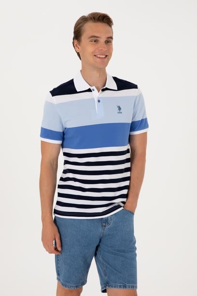 Erkek Regular Fit Polo Yaka İndigo Tişört