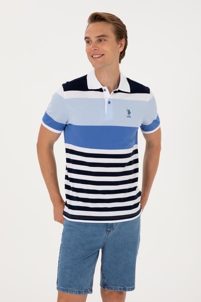 Erkek Regular Fit Polo Yaka İndigo Tişört