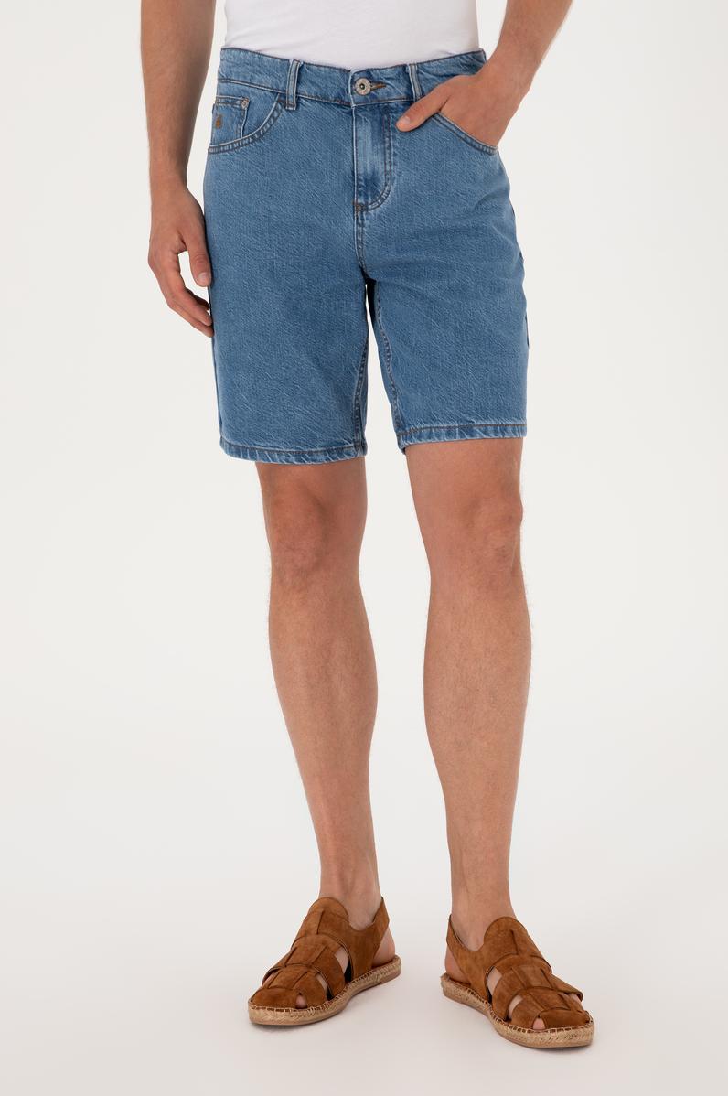 Erkek Mavi Jean Şort