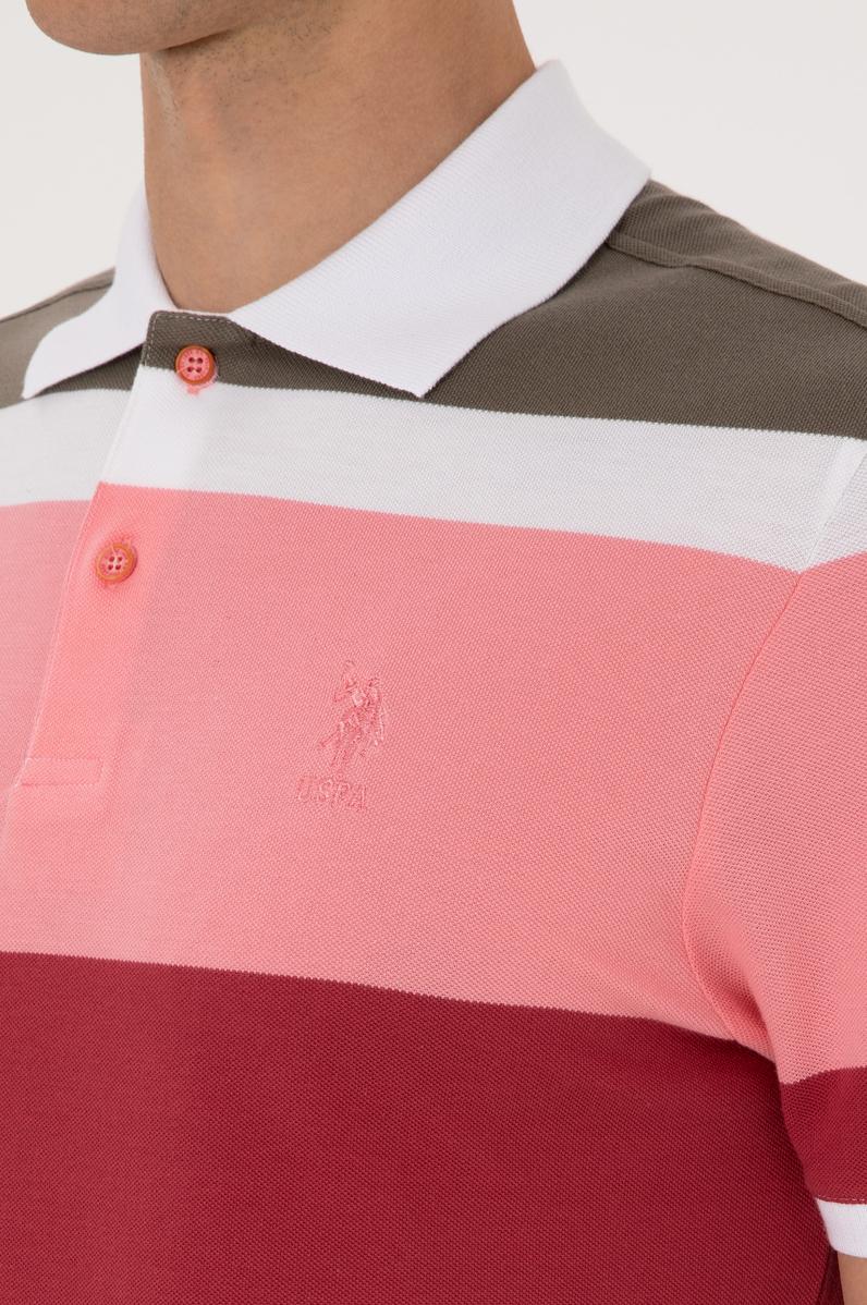 Erkek Regular Fit Polo Yaka Pembe Tişört