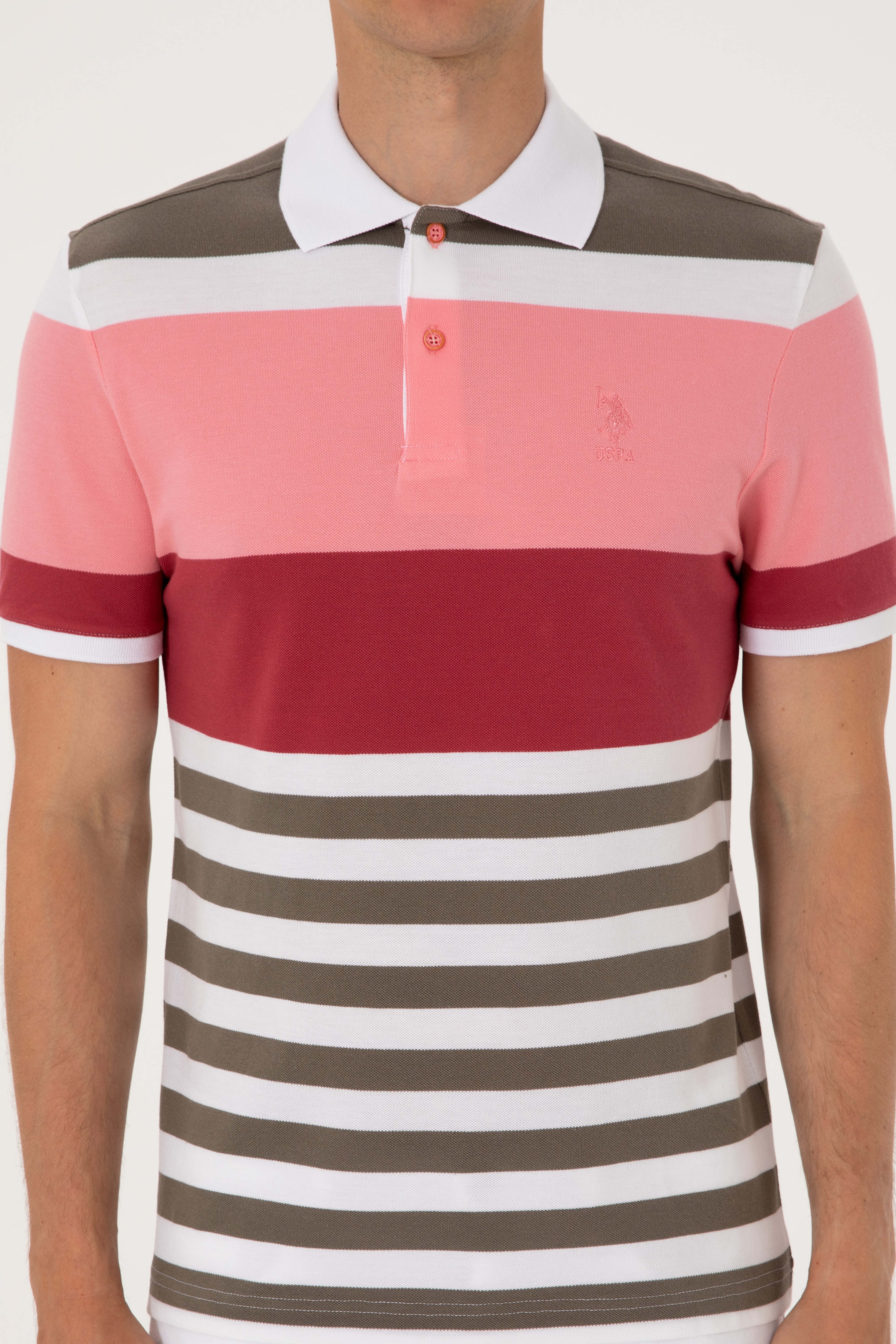 Erkek Regular Fit Polo Yaka Pembe Tişört