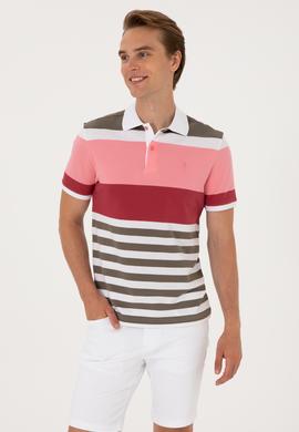 Erkek Regular Fit Polo Yaka Pembe Tişört - 50300046024