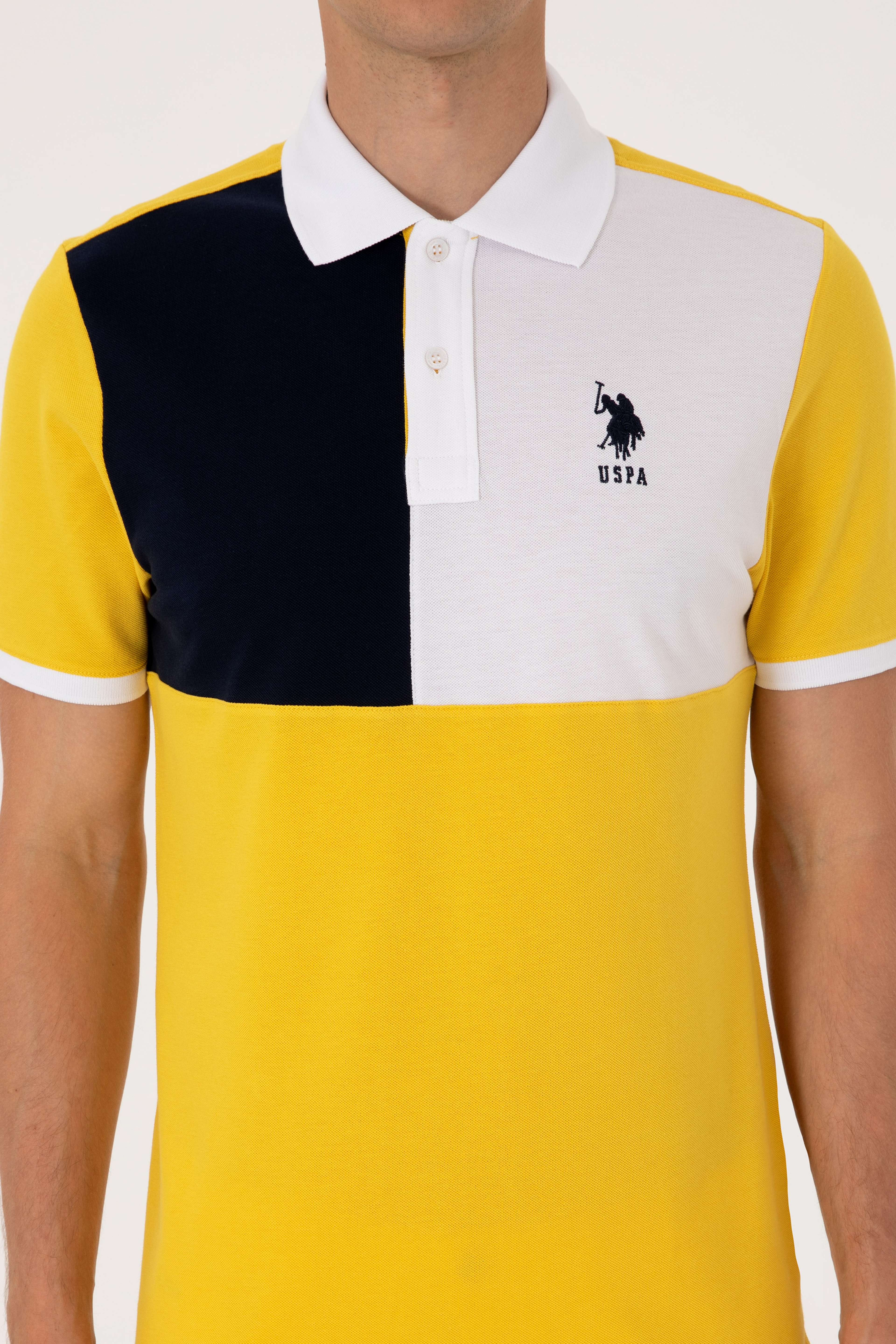 Erkek Regular Fit Polo Yaka Koyu Sarı Tişört
