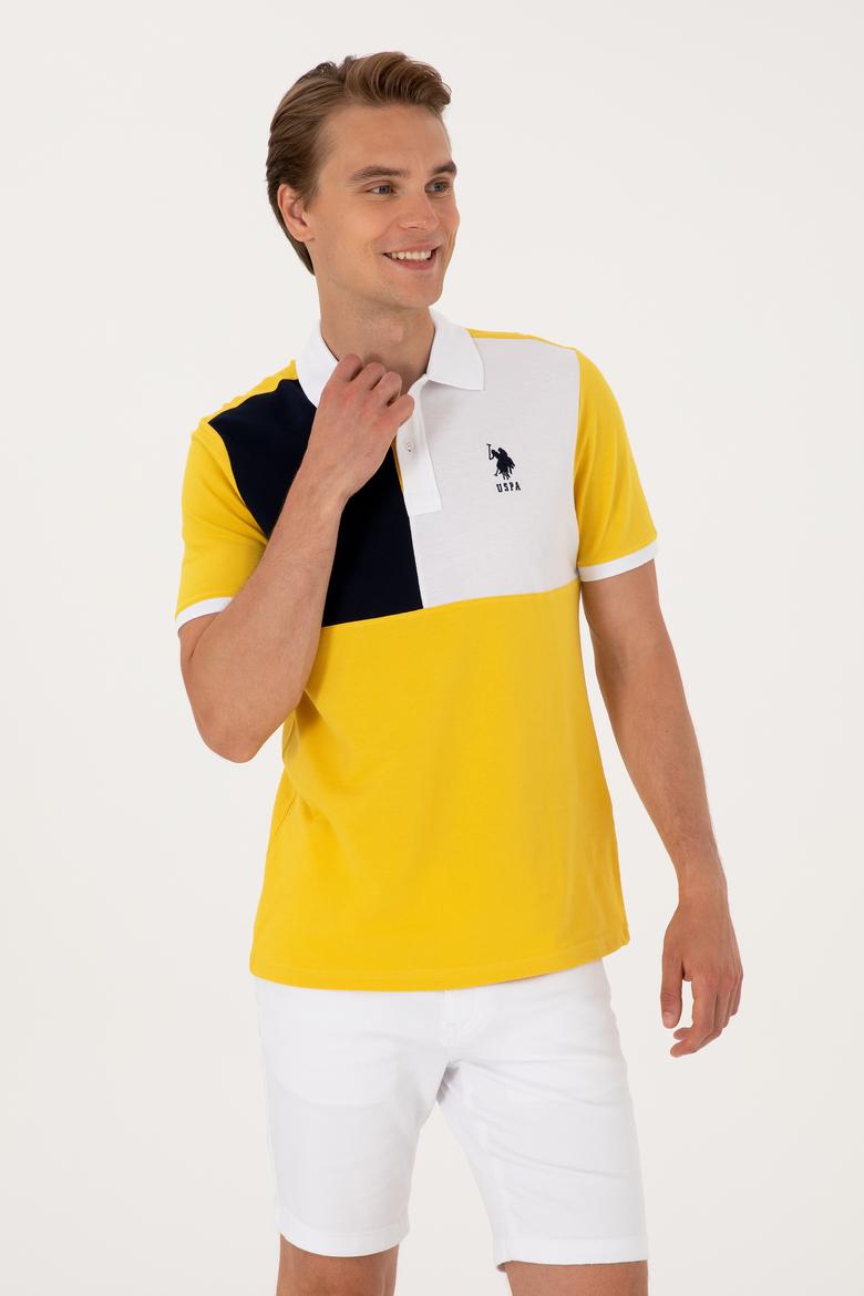 Erkek Regular Fit Polo Yaka Koyu Sarı Tişört