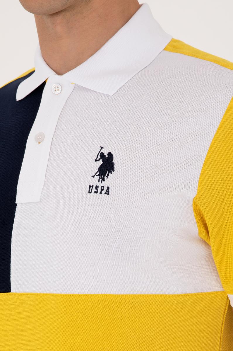 Erkek Regular Fit Polo Yaka Koyu Sarı Tişört