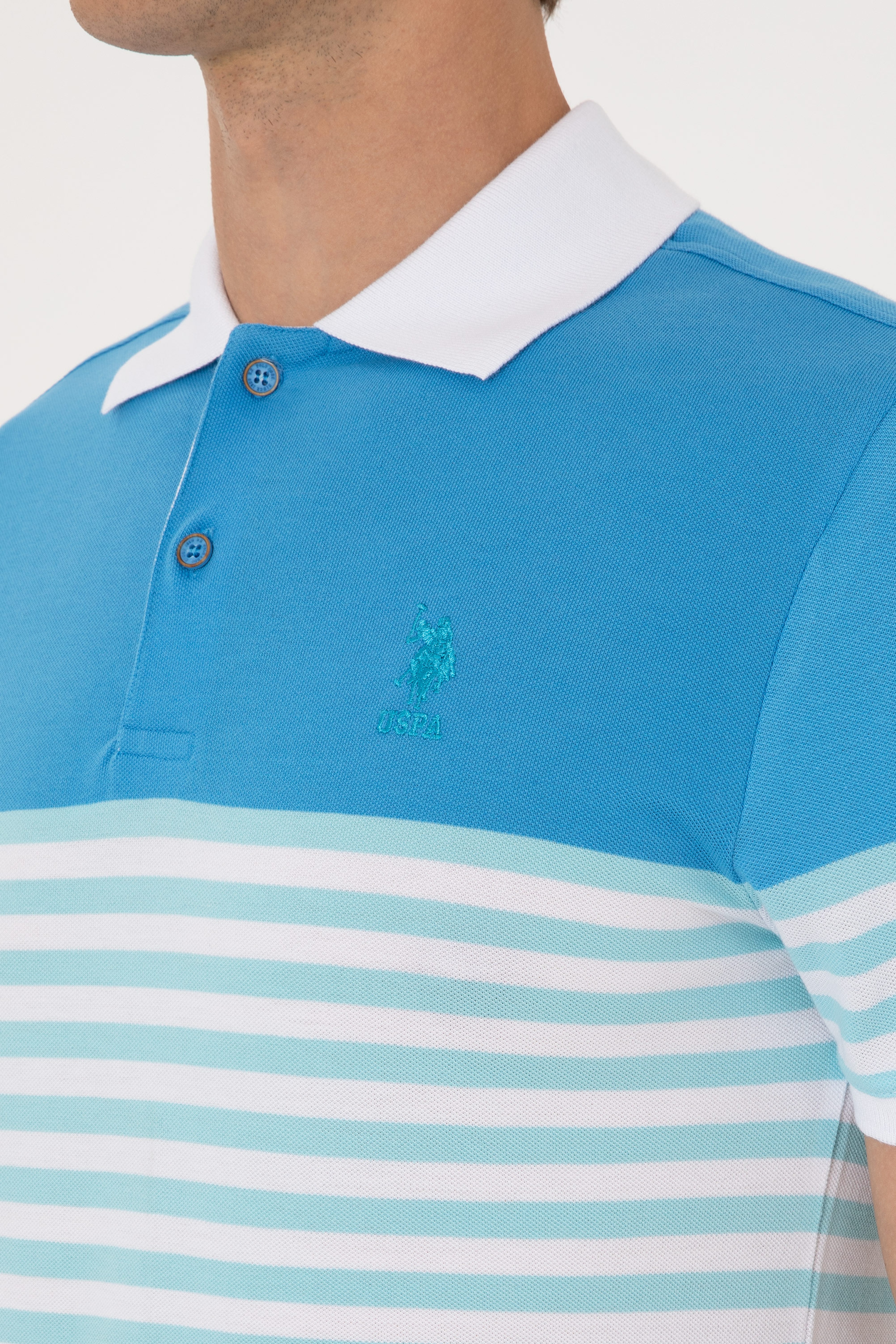 Erkek Regular Fit Polo Yaka Turkuaz Tişört - Image 7