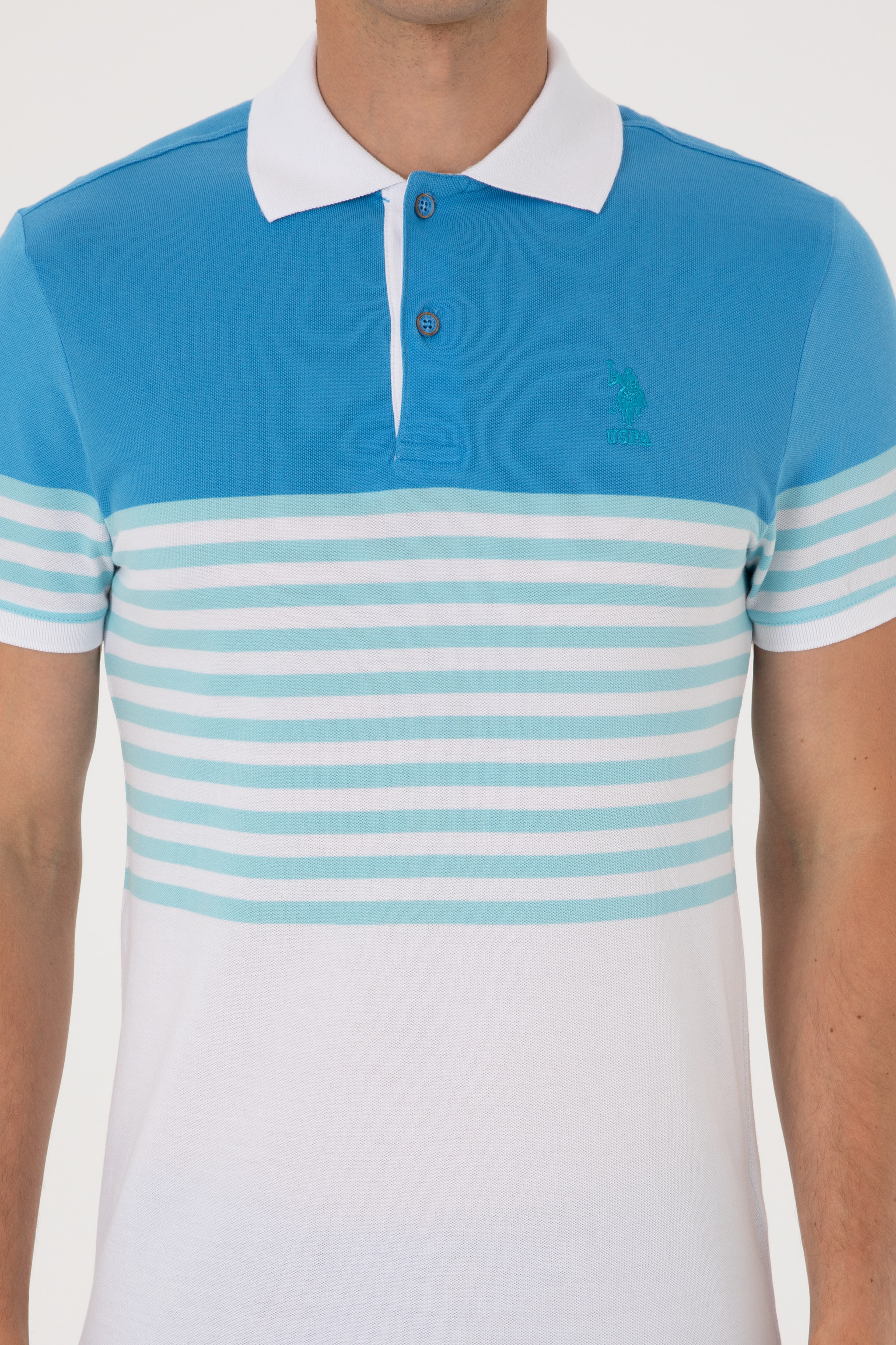 Erkek Regular Fit Polo Yaka Turkuaz Tişört - Image 6