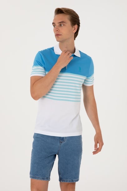 Erkek Regular Fit Polo Yaka Turkuaz Tişört