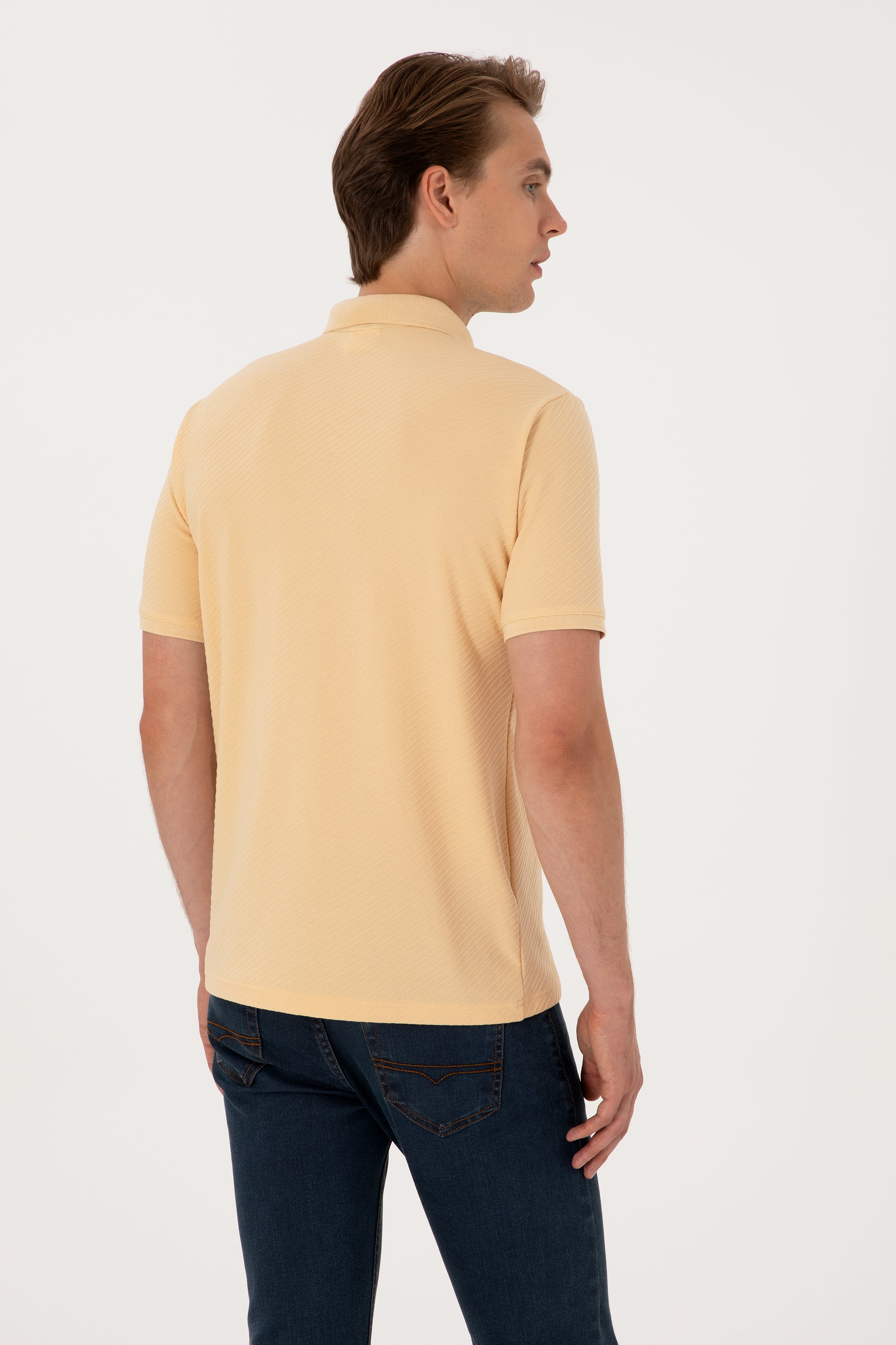 Erkek Regular Fit Polo Yaka Bej Tişört