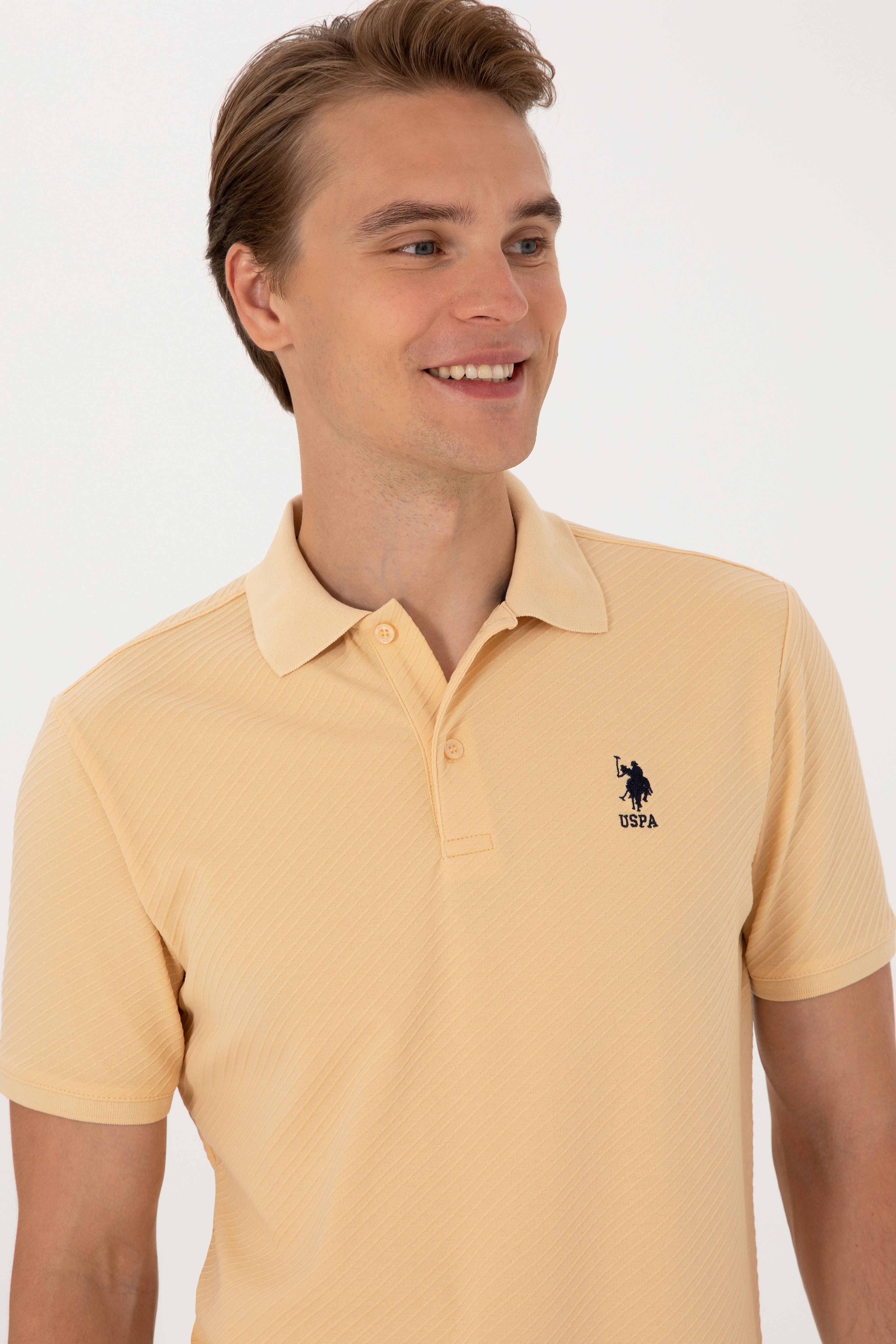 Erkek Regular Fit Polo Yaka Bej Tişört - Image 2