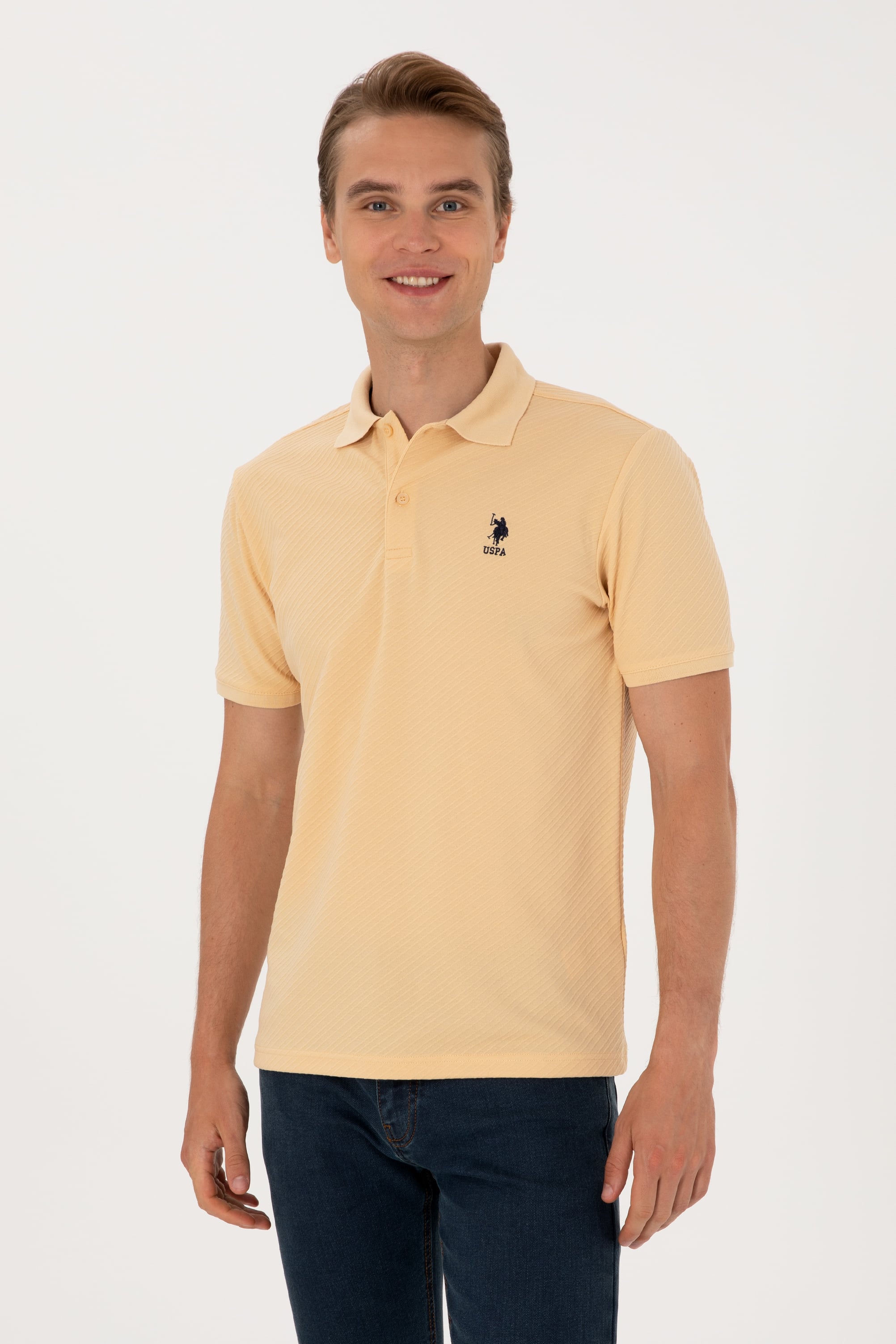 Erkek Regular Fit Polo Yaka Bej Tişört - Image 1