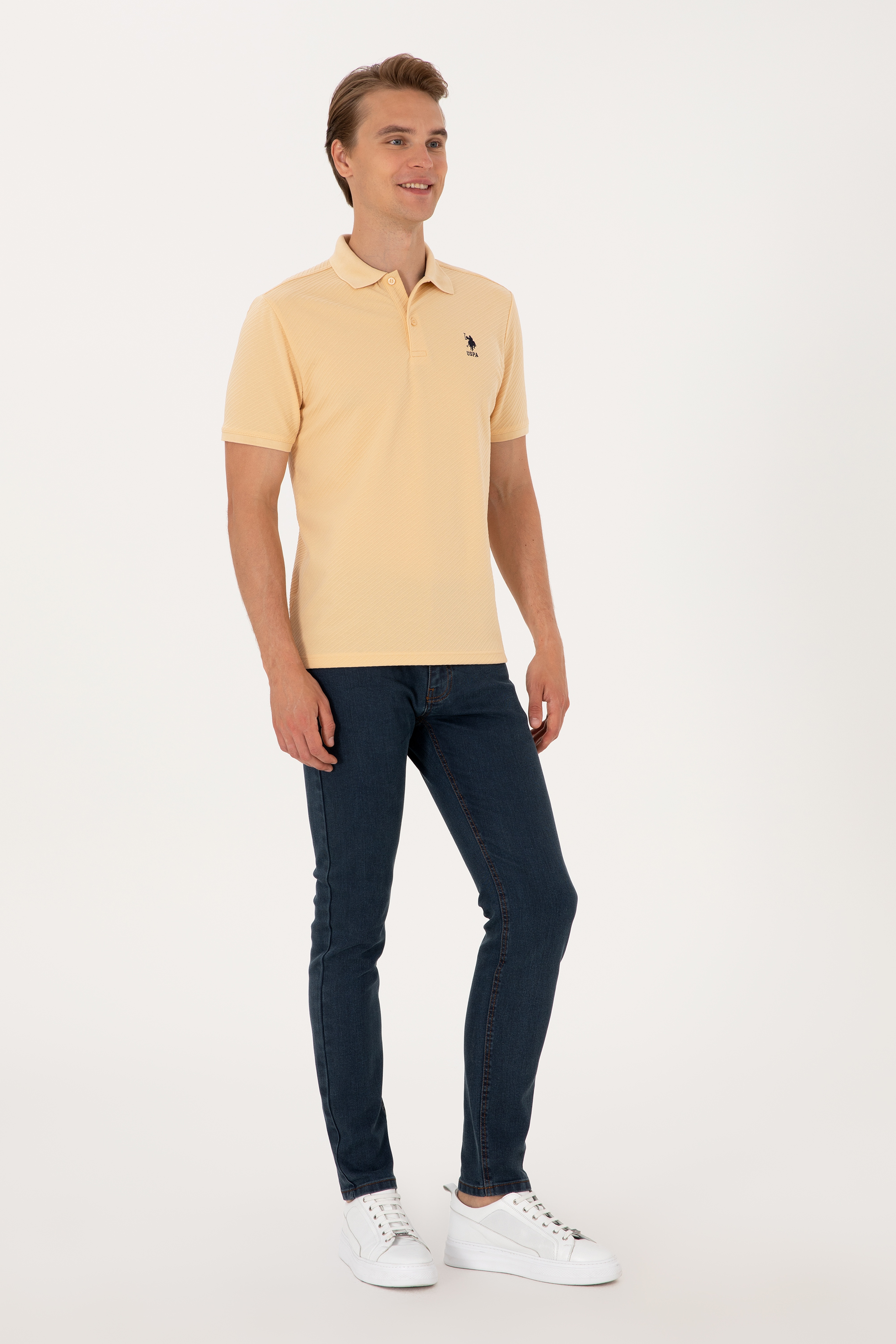 Erkek Regular Fit Polo Yaka Bej Tişört - Image 4