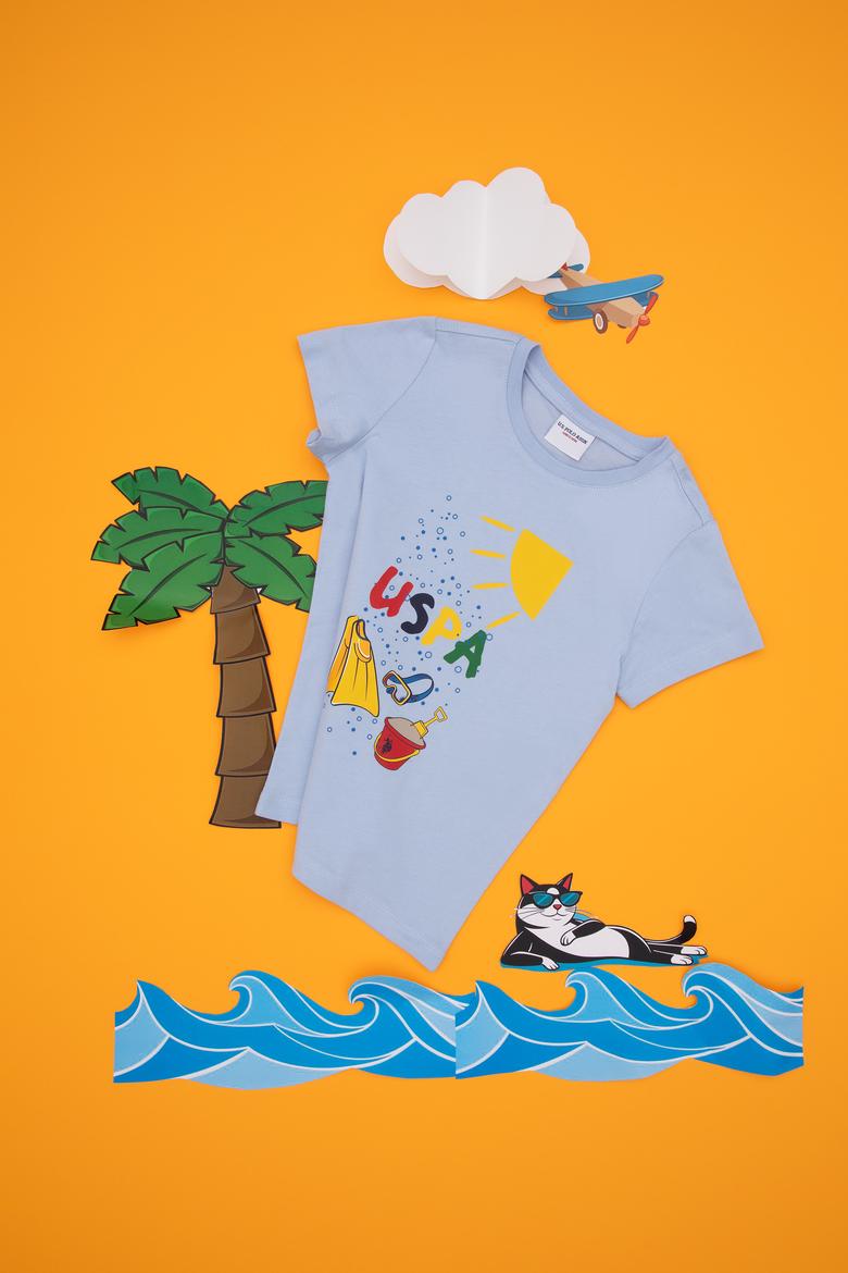 Erkek Çocuk Bisiklet Yaka Açık Mavi Tişört