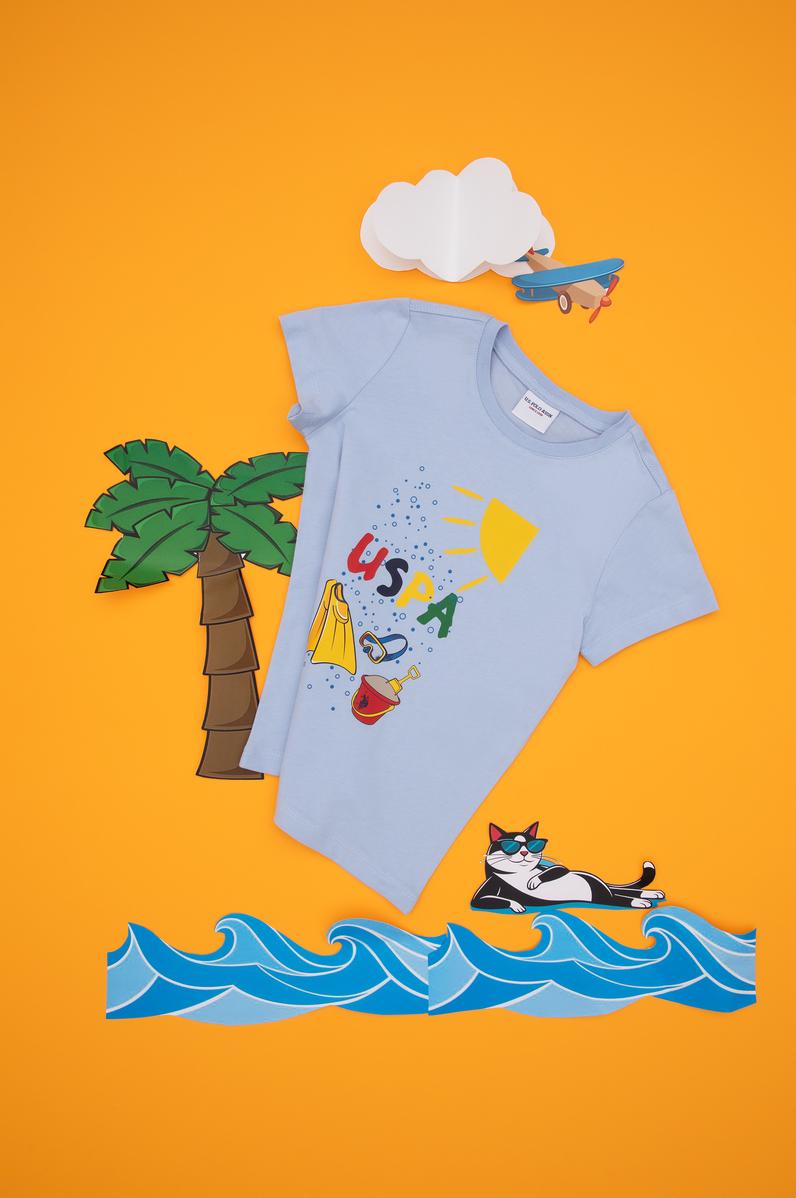 Erkek Çocuk Bisiklet Yaka Açık Mavi Tişört