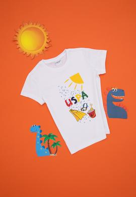 Erkek Çocuk Bisiklet Yaka Beyaz Tişört - 50307138004