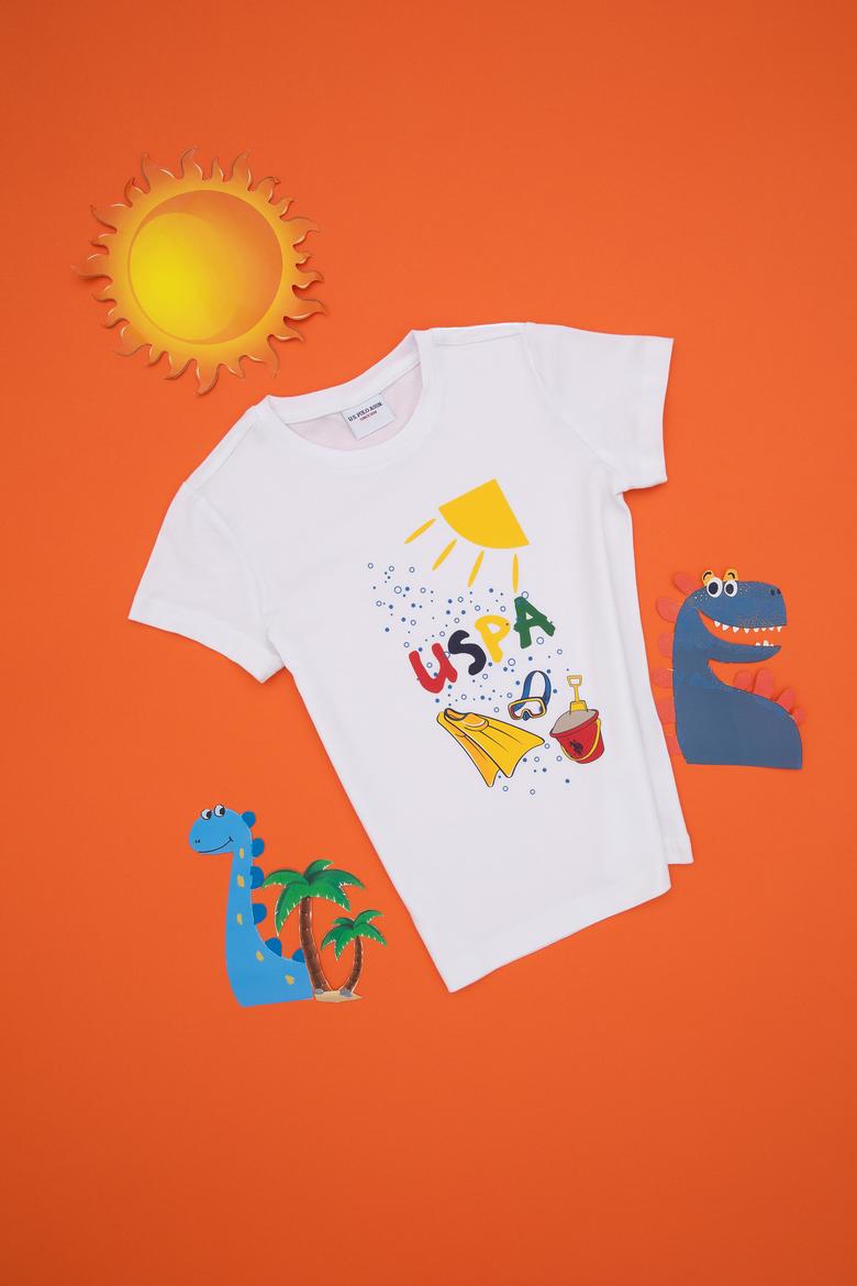 Erkek Çocuk Bisiklet Yaka Beyaz Tişört