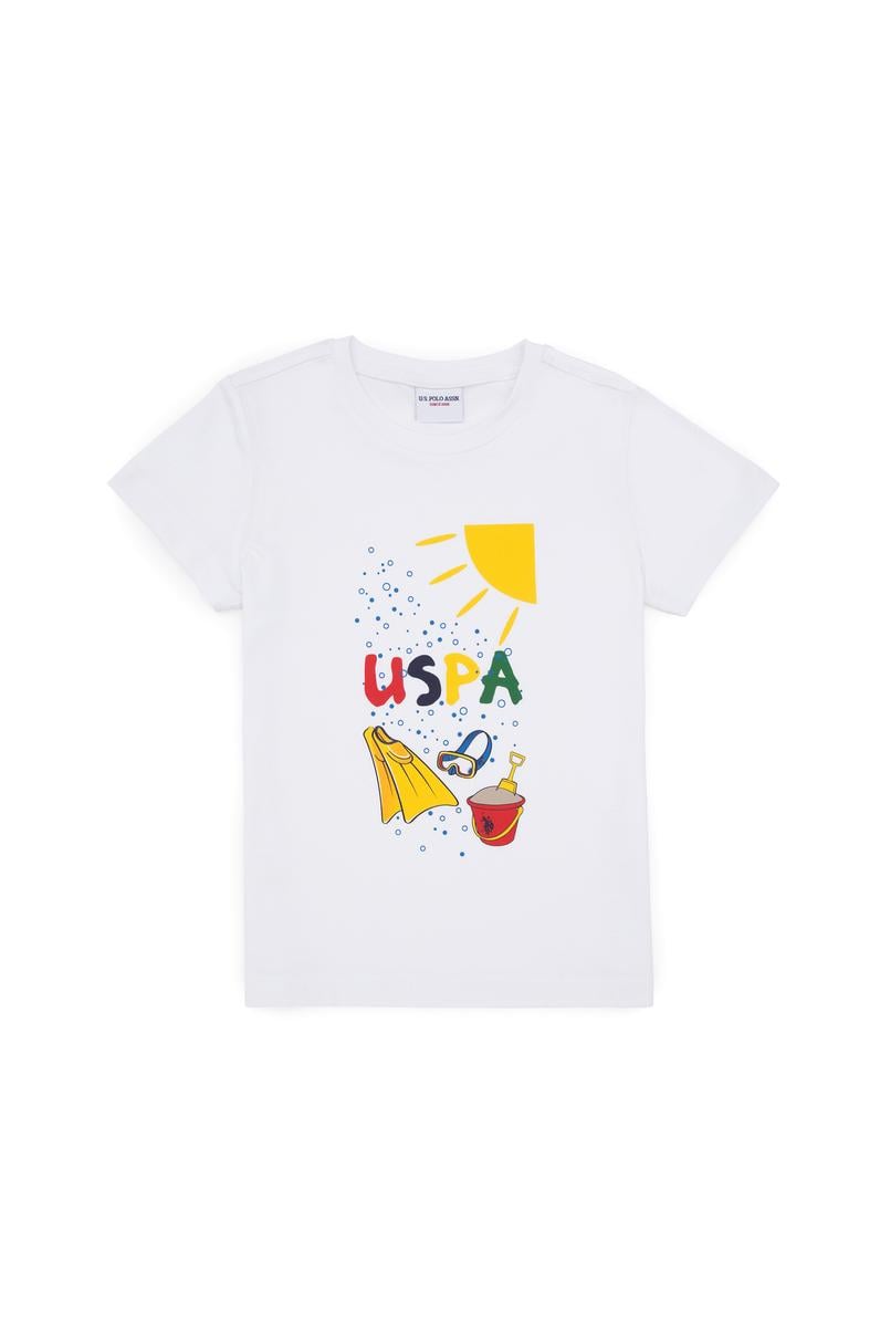 Erkek Çocuk Bisiklet Yaka Beyaz Tişört