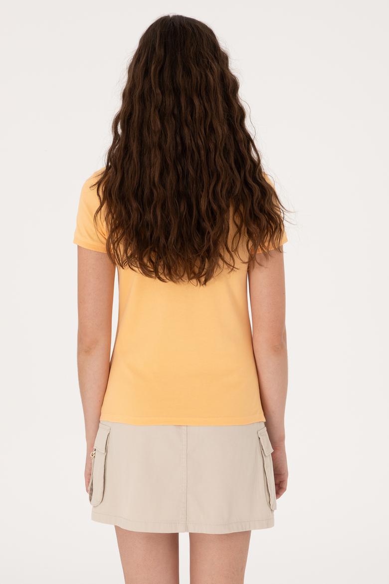 Kadın Turuncu Basic Tişört - 50300868077
