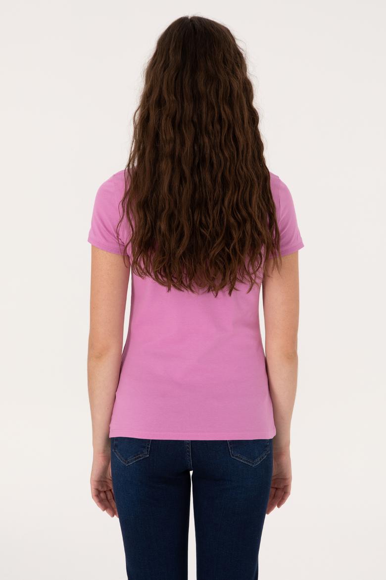 Kadın Fuşya Basic Tişört - 50300868011