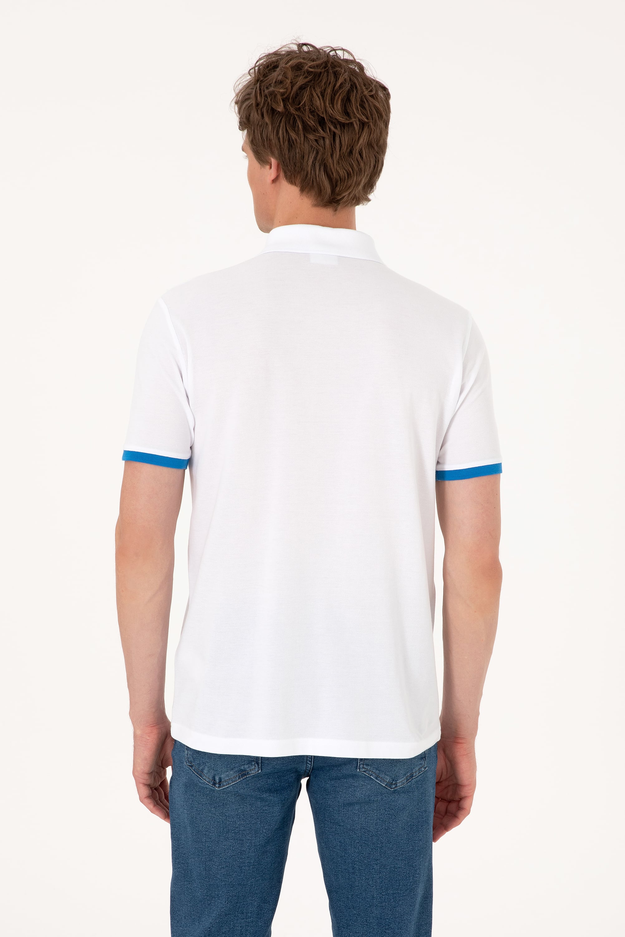 Erkek Regular Fit Polo Yaka Beyaz Tişört - Image 5