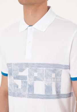 Erkek Regular Fit Polo Yaka Beyaz Tişört - 50306804009