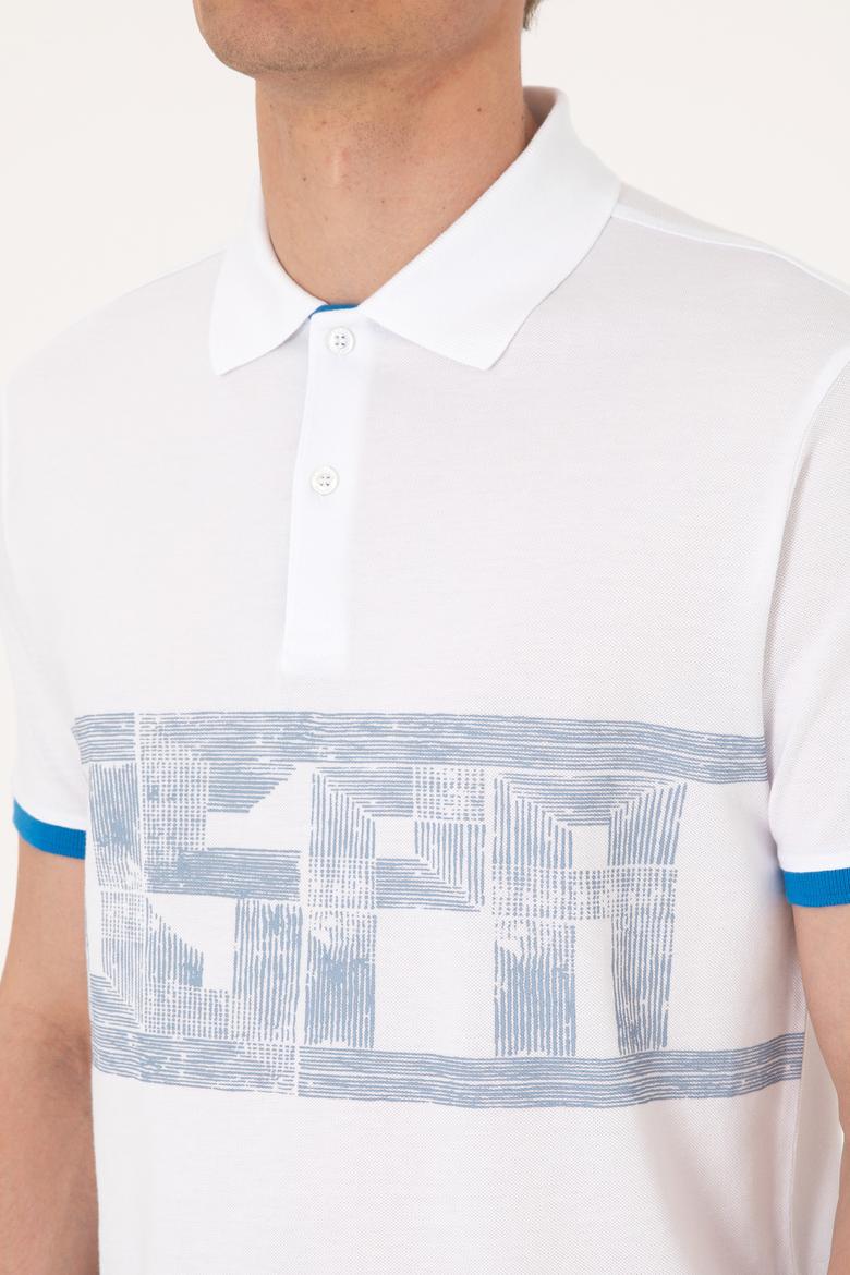 Erkek Regular Fit Polo Yaka Beyaz Tişört - 50306804009