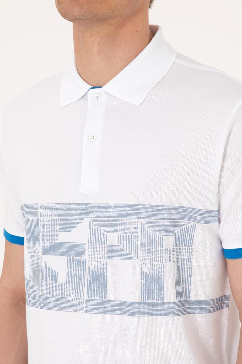 Erkek Regular Fit Polo Yaka Beyaz Tişört