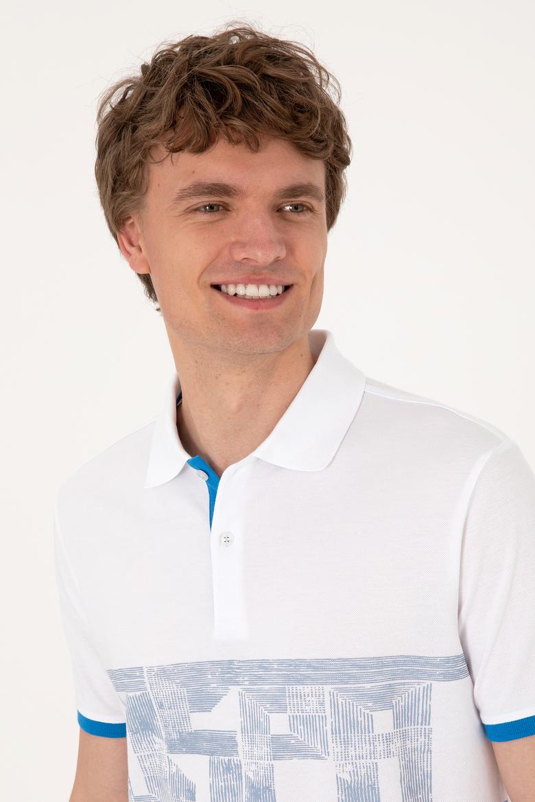 Erkek Regular Fit Polo Yaka Beyaz Tişört - 50306804009