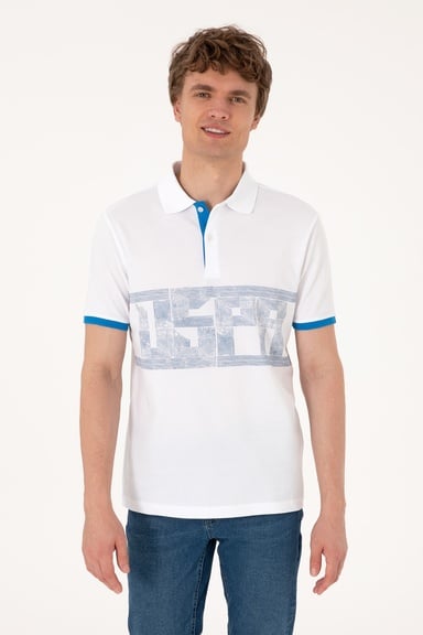 Erkek Regular Fit Polo Yaka Beyaz Tişört