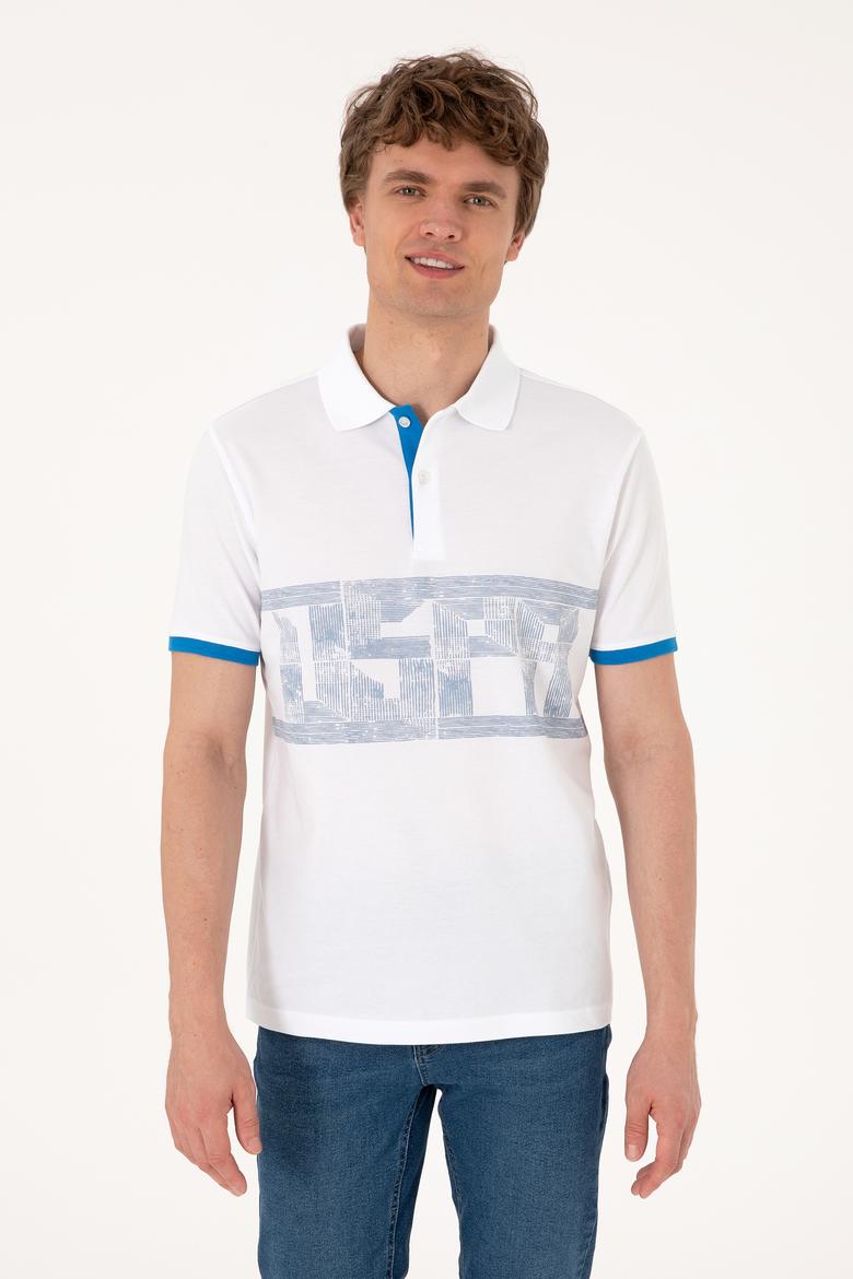 Erkek Regular Fit Polo Yaka Beyaz Tişört