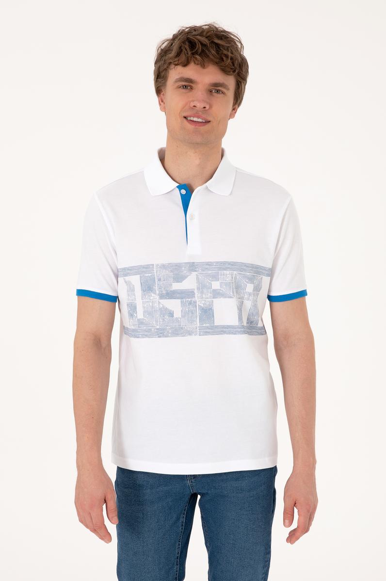 Erkek Regular Fit Polo Yaka Beyaz Tişört