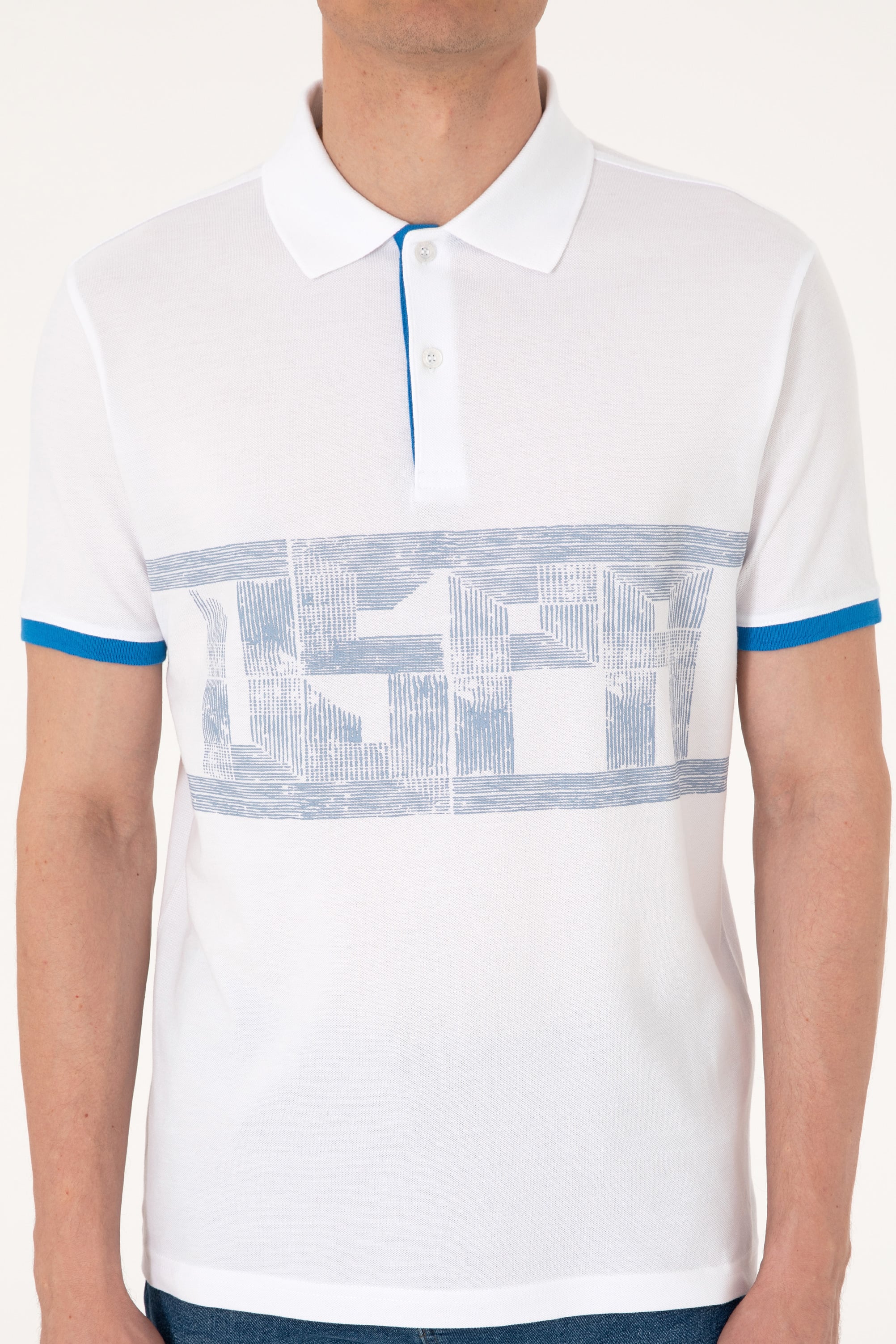 Erkek Regular Fit Polo Yaka Beyaz Tişört
