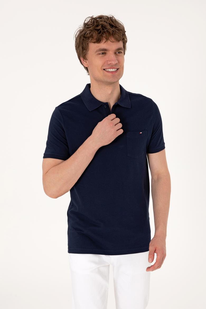 Erkek Regular Fit Polo Yaka Lacivert Cepli Tişört - 50306818007