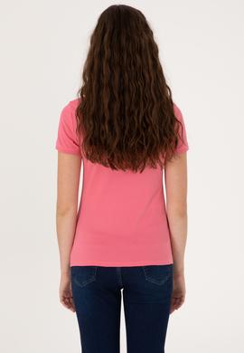 Kadın Pembe Basic Tişört - 50300896196