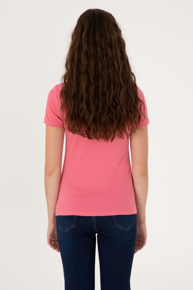 Kadın Pembe Basic Tişört - 50300896196