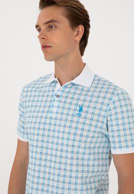 Erkek Regular Fit Polo Yaka Turkuaz Desenli Tişört - 50299672018