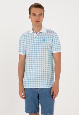 Erkek Regular Fit Polo Yaka Turkuaz Desenli Tişört - 50299672018