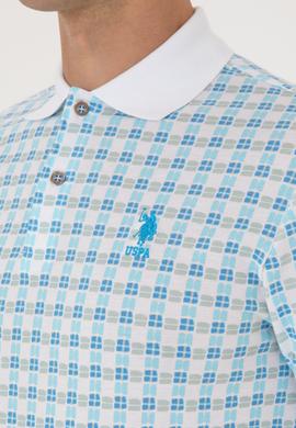 Erkek Regular Fit Polo Yaka Turkuaz Desenli Tişört - 50299672018