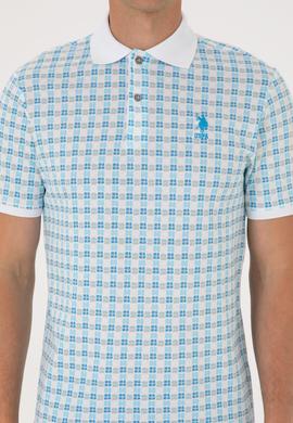 Erkek Regular Fit Polo Yaka Turkuaz Desenli Tişört - 50299672018