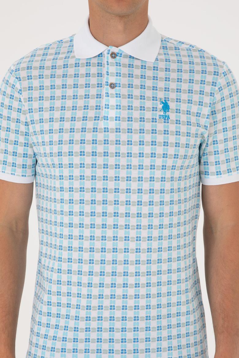 Erkek Regular Fit Polo Yaka Turkuaz Desenli Tişört - 50299672018